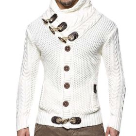 Autumn Winter Man Sweaters Streetwear Clothes Turtleneck Sweater Men Long Sleeve Knitted Pullovers Soft Warm Basic Sweater Male (Color: White, size: XL)