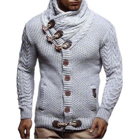 Autumn Winter Man Sweaters Streetwear Clothes Turtleneck Sweater Men Long Sleeve Knitted Pullovers Soft Warm Basic Sweater Male (Color: Grey, size: S)