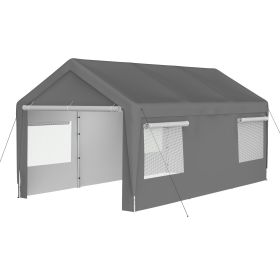 10x20 ft Heavy Duty Carport (Color: Gray)