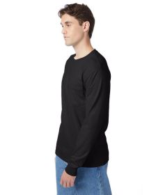Hanes 5596 Men's Authentic-T Long-Sleeve Pocket T-Shirt (Color: BLACK, size: XL)