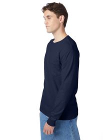 Hanes 5596 Men's Authentic-T Long-Sleeve Pocket T-Shirt (Color: Navy, size: 2XL)