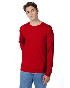 Hanes 5596 Men's Authentic-T Long-Sleeve Pocket T-Shirt (Color: DEEP RED, size: 2XL)