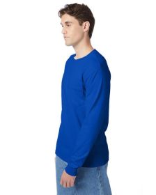 Hanes 5596 Men's Authentic-T Long-Sleeve Pocket T-Shirt (Color: DEEP ROYAL, size: XL)