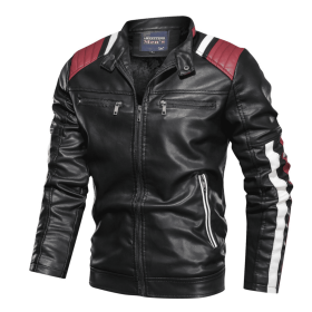 Mens Biker Jacket With Shoulder Details (Color: BLACK, size: L)