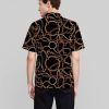2022 cross-border European and American new foreign trade men's casual shirts ring line short-sleeved 3D printing men's shirts