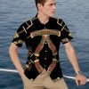Cross-border European and American new foreign trade men's casual shirts ring line short-sleeved 3D printing men's shirts