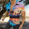European and American New Men's Casual Shirts Short Sleeve 3D Digital Printing Hawaiian Style Shirts