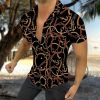 2022 cross-border European and American new foreign trade men's casual shirts ring line short-sleeved 3D printing men's shirts