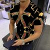 Cross-border European and American new foreign trade men's casual shirts ring line short-sleeved 3D printing men's shirts