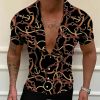2022 cross-border European and American new foreign trade men's casual shirts ring line short-sleeved 3D printing men's shirts