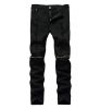 Mens Jeans Ripped Skinny Distressed Destroyed Straight Fit Zipper Jeans with Holes