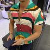 European and American New Men's Casual Shirts Short Sleeve 3D Digital Printing Leopard Printing Men's Shirts ZC-1906