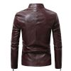 Winter Fleece Leather Jacket Men PU Faux Warm Suede Fashion Stand Collar Casual Solid Motorcycle Leather Jackets Coat Men