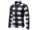 Men's Zipper Plaid Stand Collar Pullover Sweater