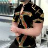 Cross-border European and American new foreign trade men's casual shirts ring line short-sleeved 3D printing men's shirts