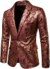 Men's Paisley Tuxedo Jackets Slim Fit Blazers Jacket One Button Stylish Wedding Party Dress Suit
