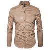 Men Dress Shirt-100% Cotton Casual Long Sleeve Shirt-Regular Fit Button Down Point Collar Shirt