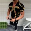 Cross-border European and American new foreign trade men's casual shirts ring line short-sleeved 3D printing men's shirts