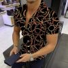 2022 cross-border European and American new foreign trade men's casual shirts ring line short-sleeved 3D printing men's shirts