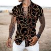 2022 cross-border European and American new foreign trade men's casual shirts ring line short-sleeved 3D printing men's shirts