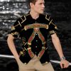Cross-border European and American new foreign trade men's casual shirts ring line short-sleeved 3D printing men's shirts