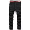 Mens Ribbed Jeans Straight Fit Denim Pants