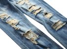 Men's Jeans Ripped Slim Straight Fit Biker Jeans With Zipper Deco