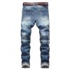 Men's Jeans Ripped Slim Straight Fit Biker Jeans With Zipper Deco