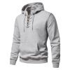 Men's Hoodie Sweatshirt Hooded Casual Long Sleeve Drawstring Lace Up Pullover Hoodies with Pocket